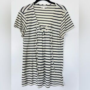 Velvet T-shirt ivory navy stripes size S